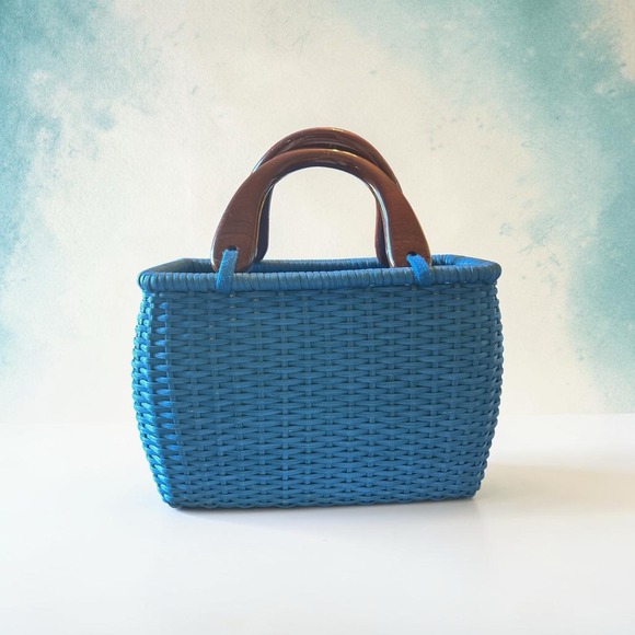 Handbags - Handmade Blue Basket Purse Handbag PUTU J MacLear Vintage